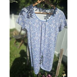 L.L.Bean Women’s Supima Cotton Blue Paisley Sleep Shirt Nightgown Pajamas S